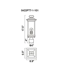 Cwi Lighting 17.5" Metal Oakwood 1 Light Outdoor Lantern Head