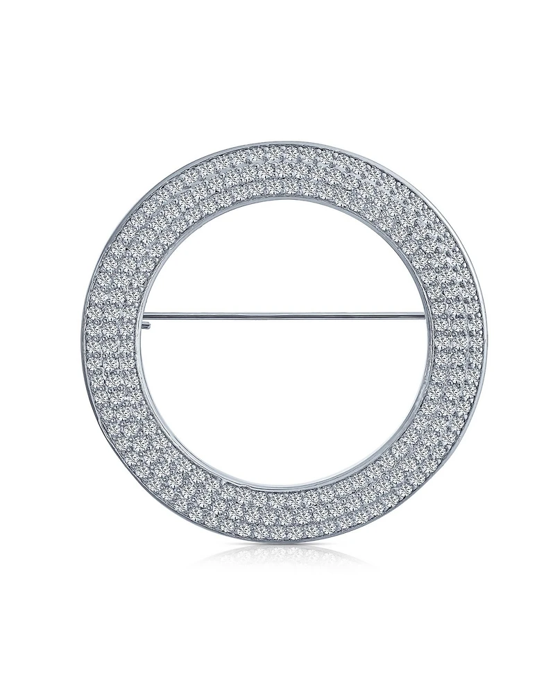 Bling Jewelry Eternity Cubic Zirconia Pave Cz Scarf Round Circle Brooch Pin For