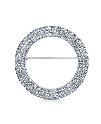 Bling Jewelry Eternity Cubic Zirconia Pave Cz Scarf Round Circle Brooch Pin For