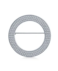 Bling Jewelry Eternity Cubic Zirconia Pave Cz Scarf Round Circle Brooch Pin For