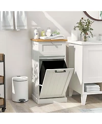 Laundry Cabinet Freestanding Tilt Out Laundry Hamper with Basket Drawer Organizer