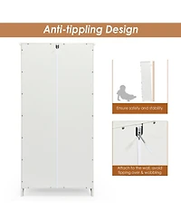 Accent Storage Cabinet Adjustable Shelves Antique 2 Door Floor Cabinet Cream