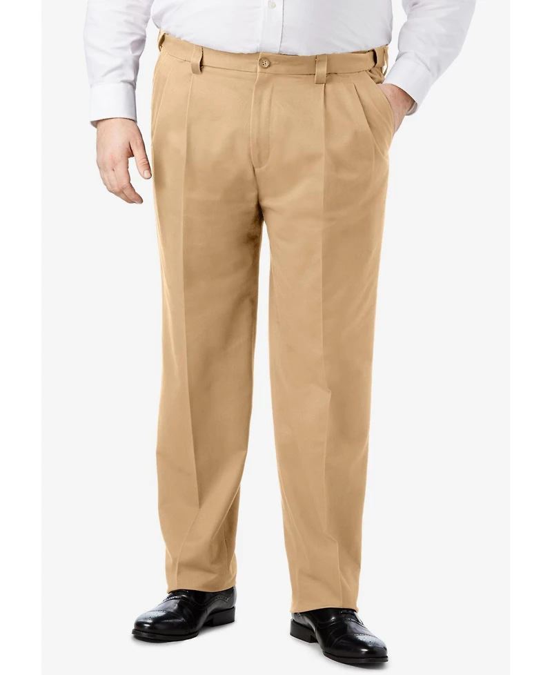 KingSize Big & Tall Classic Fit Wrinkle-Free Expandable Waist Pleat Front Pants