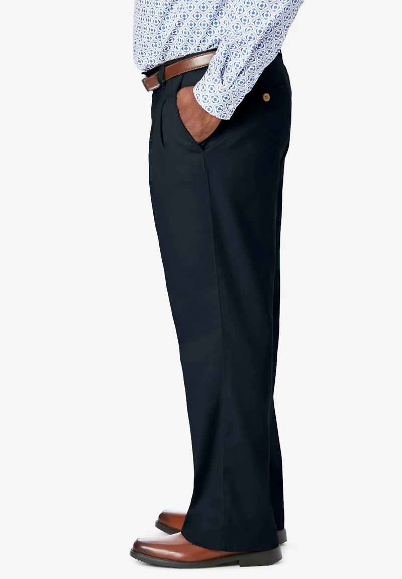 KingSize Big & Tall Relaxed Fit Wrinkle-Free Expandable Waist Pleated Pants