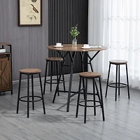 Homcom 5-Piece Bar Table and Chairs Set, Space Saving Dining Table with 4 Stools