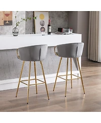 Streamdale 2-Piece 30" Velvet Barstools with Chrome Footrest