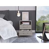 Streamdale Brookline 2-Drawer 1-Shelf Rectangle Nightstand Light Grey