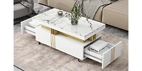 Streamdale Luxury Marble Top Coffee Table With Wheels