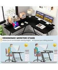 L-shaped Computer Desk with Power Outlet 51" Corner Workstation Rustic