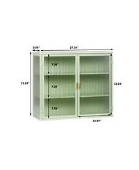 Streamdale Furniture Modern Mint Green Two-Door Wall Cabinet with Three-Tier Storage