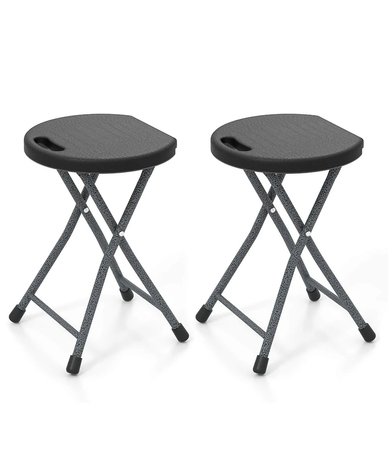 1 Pcs 18"H Folding Stool Portable & Foldable Camping Chair with Built-in Handle