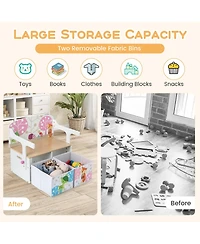 3 in 1 Kids Convertible Activity Bench Children Table & Chair Set with 2 Bins