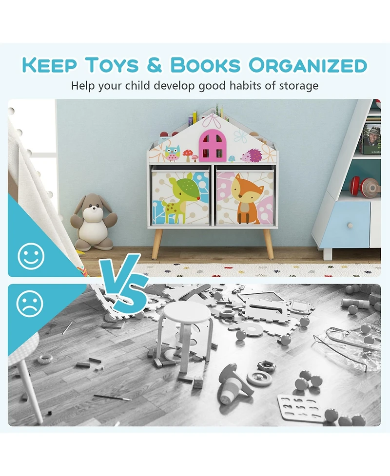 Kids Dollhouse Bookshelf Toddler Book & Toy Storage Display Organizer Ideal Gift