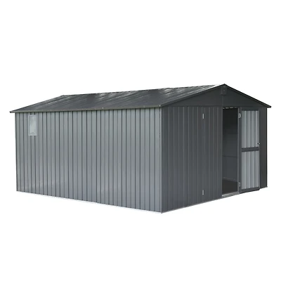 Streamdale Dark Gray 11'x12.5' Steel Frame Shed with Windows