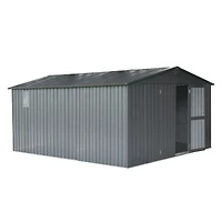 Streamdale Dark Gray 11'x12.5' Steel Frame Shed with Windows