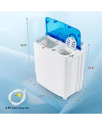 Portable Washing Machine 17.6 lbs Twin Tub Laundry Washer with Drain Pump