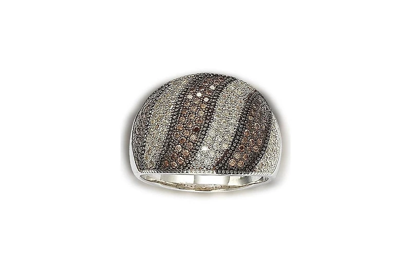 Suzy Levian Sterling Silver Cubic Zirconia Pave Wide Band Ring