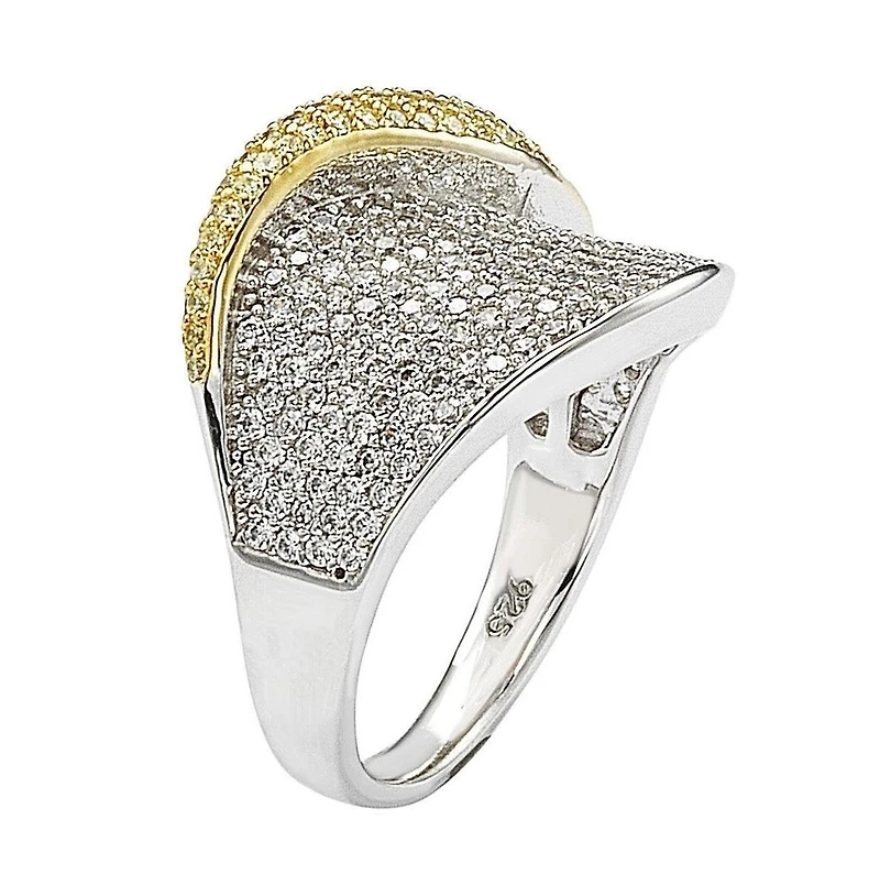 Suzy Levian Sterling Silver Cubic Zirconia Pave Wave Ring