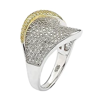 Suzy Levian Sterling Silver Cubic Zirconia Pave Wave Ring