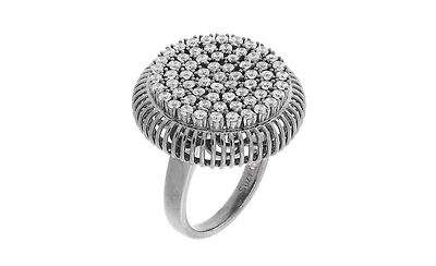 Suzy Levian Sterling Silver Cubic Zirconia Pave Circle Elevated Statement Ring