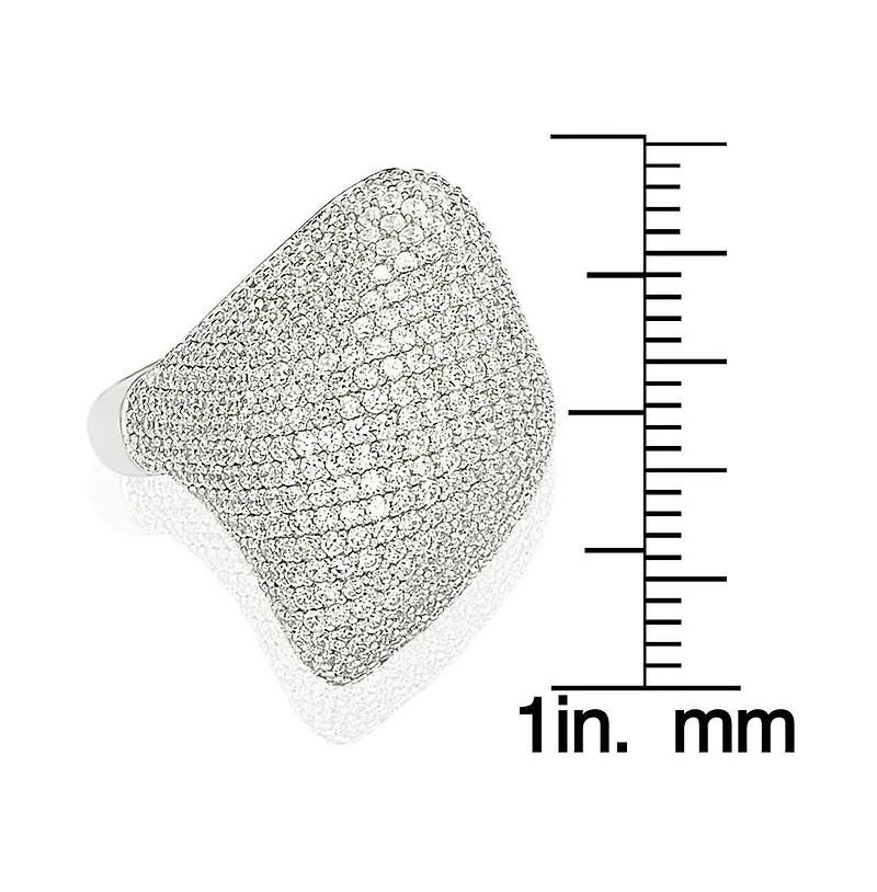 Suzy Levian New York Suzy Levian Sterling Silver Cubic Zirconia Pave Diagonal Puff Ring