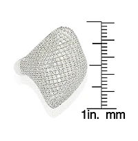 Suzy Levian New York Suzy Levian Sterling Silver Cubic Zirconia Pave Diagonal Puff Ring