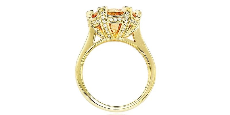 Suzy Levian New York Sterling Silver Cubic Zirconia Orange Cocktail Ring
