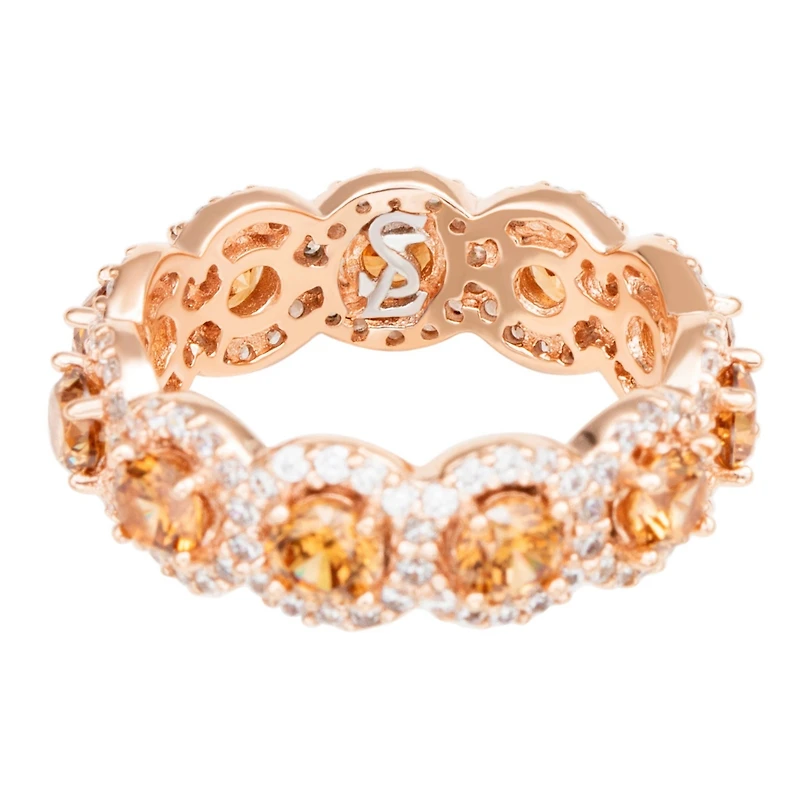 Suzy Levian Sterling Silver Cubic Zirconia Round Halo Eternity Band