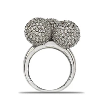 Suzy Levian New York Sterling Silver Cubic Zirconia Three Disco Ball Ring