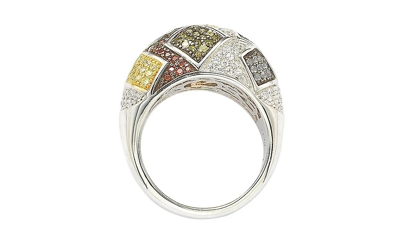 Suzy Levian Sterling Silver Cubic Zirconia Patched Exotic Ring