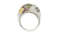 Suzy Levian Sterling Silver Cubic Zirconia Patched Exotic Ring