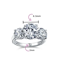 Bling Jewelry 3CTW Cz Past Present Future Three Stone Promise Ring Round Solitaire Cut Cubic Zirconia .925 Sterling Silver