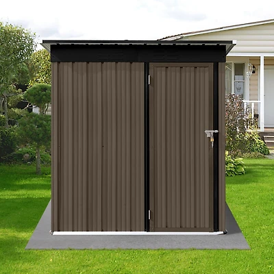 Streamdale Metal Garden Sheds 5FT 4FT Outdoor Storage Sheds Brown + Black