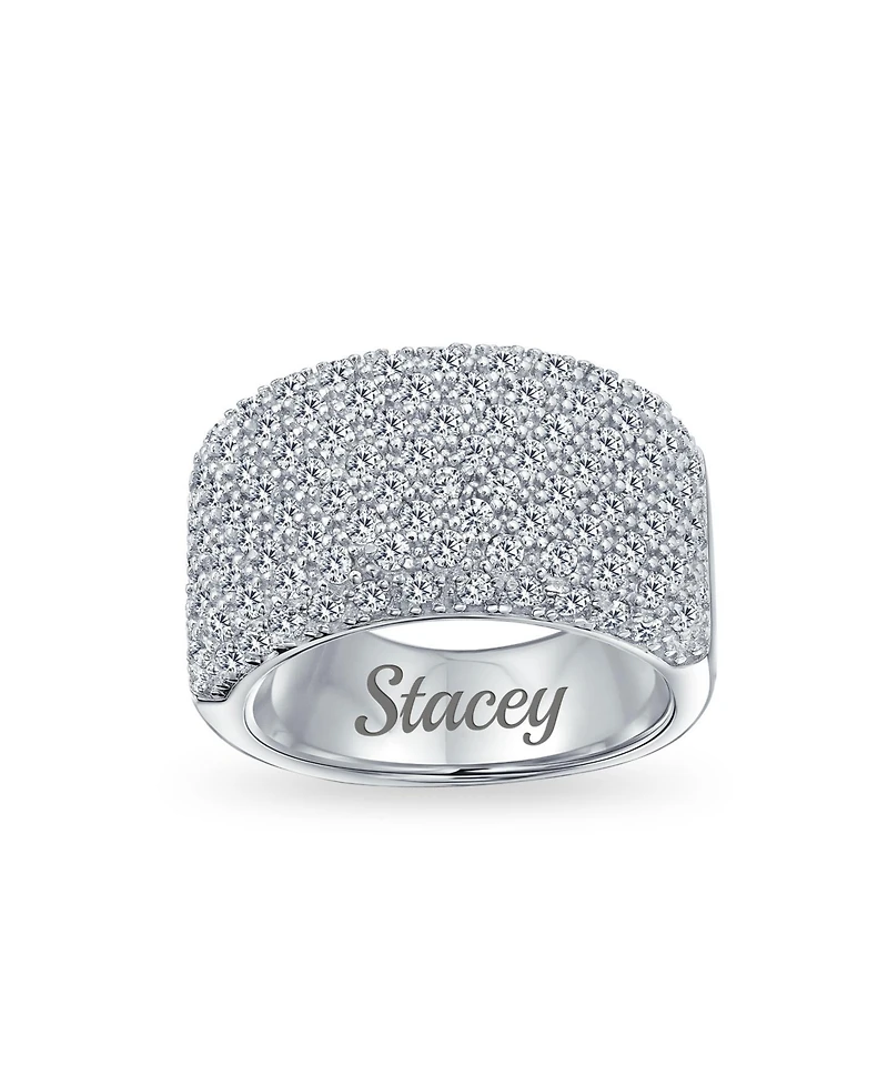 Bling Jewelry Micro Pave Cubic Zirconia Cocktail Wide Cz Statement 1/2 Eternity Band Ring Rose Gold Plated .925 Sterling Silver
