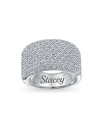 Bling Jewelry Micro Pave Cubic Zirconia Cocktail Wide Cz Statement 1/2 Eternity Band Ring Rose Gold Plated .925 Sterling Silver