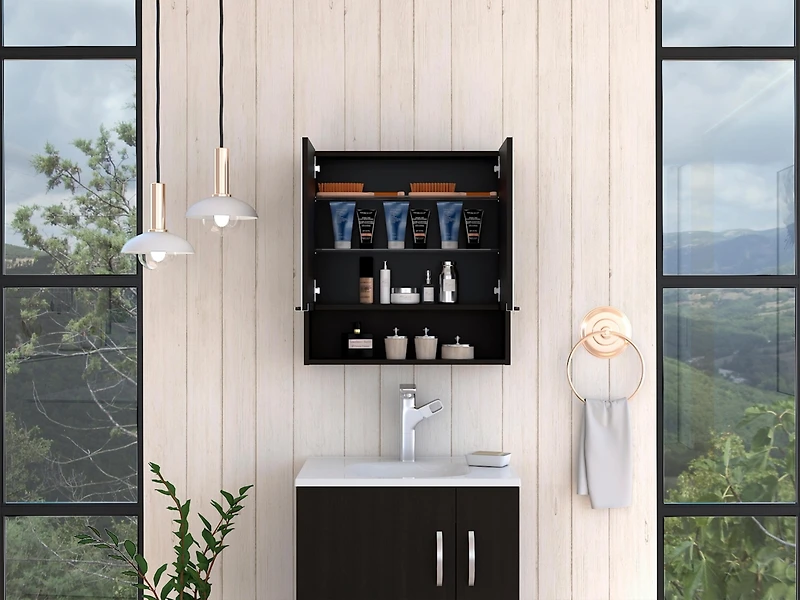 Streamdale Manchester Rectangle Medicine Cabinet With Mirror Wengue