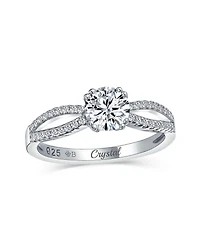 Bling Jewelry 1CT Delicate Round Solitaire Cz Promise Ring Sterling Silver Pave Split Infinity Band