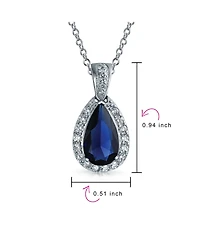 Bling Jewelry Classic Large Pear Shape Solitaire Teardrop Halo 15CTW Cz Cubic Zirconia Pendant Necklace Silver Plated