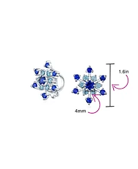 Christmas Holiday Party Cz Royal Ice Blue Aqua Cubic Zirconia Star Snowflake Stud Clip On Earrings No Piercing