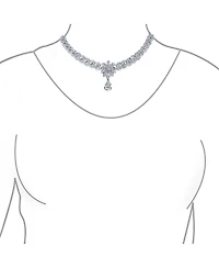 Bling Jewelry Jewelry Set Art Deco Marquise Leaf Cz Choker Necklace and Drop Chandelier Earrings