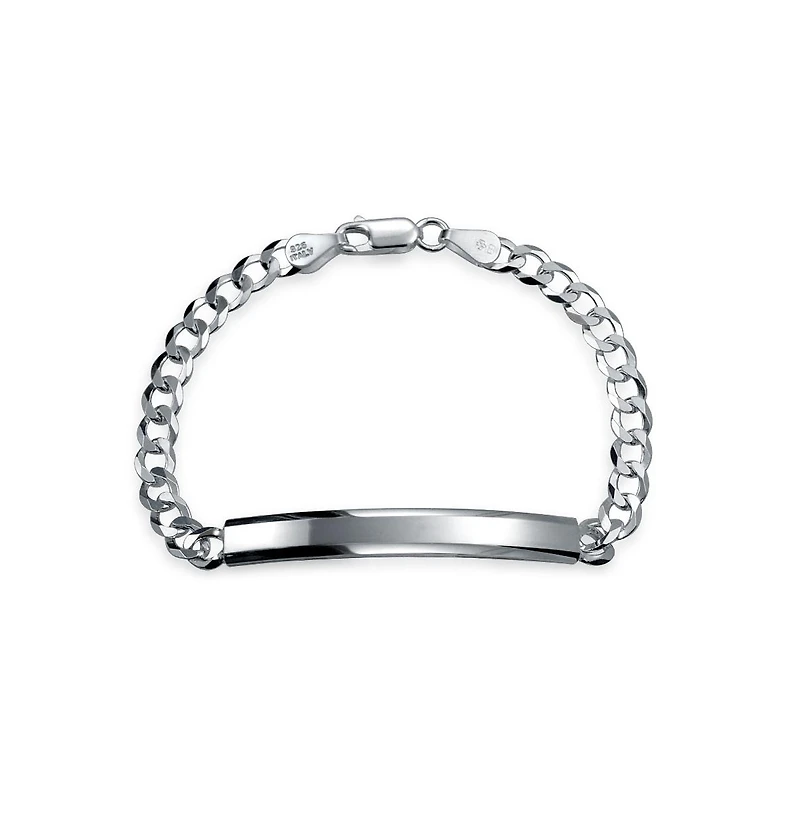 Bling Jewelry Bar Name Plated identification Id Bracelet 5 Mm Miami Cuban Curb Link Chain Link 180 Gauge Yellow Gold Plated Sterling Silver
