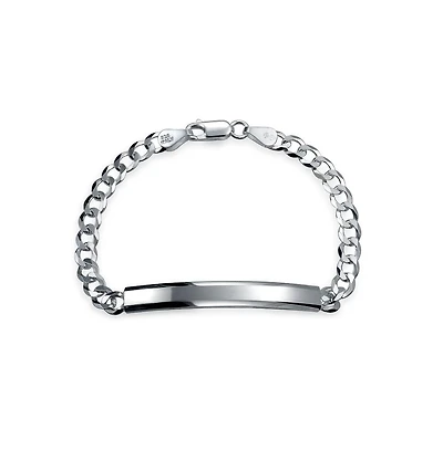 Bling Jewelry Bar Name Plated identification Id Bracelet 5 Mm Miami Cuban Curb Link Chain Link 180 Gauge Yellow Gold Plated Sterling Silver