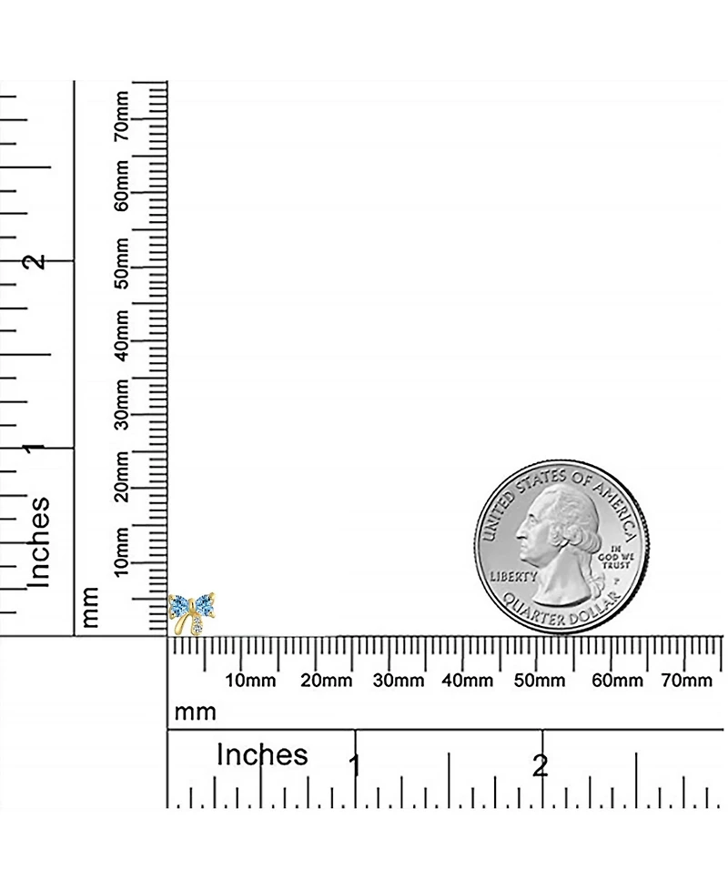 Bling Jewelry 14K Yellow Gold Small Bow Stud Earrings Cubic Zirconia