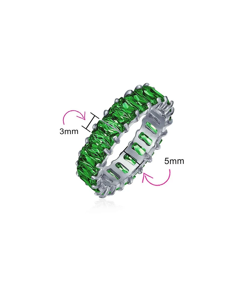 Bling Jewelry Art Deco Style Cz Cubic Zirconia Eternity Baguette Band Ring .925 Sterling Silver 4MM