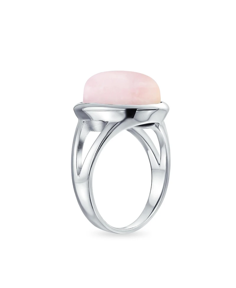 Bling Jewelry Oval Cabochon Bezel Natural Stone Split Shank Boho Statement Ring Sterling Silver