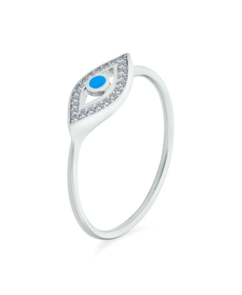 Bling Jewelry Minimalist Midi Knuckle 1MM Band Stackable Delicate Cz Halo Evil Eye Ring Sterling Silver