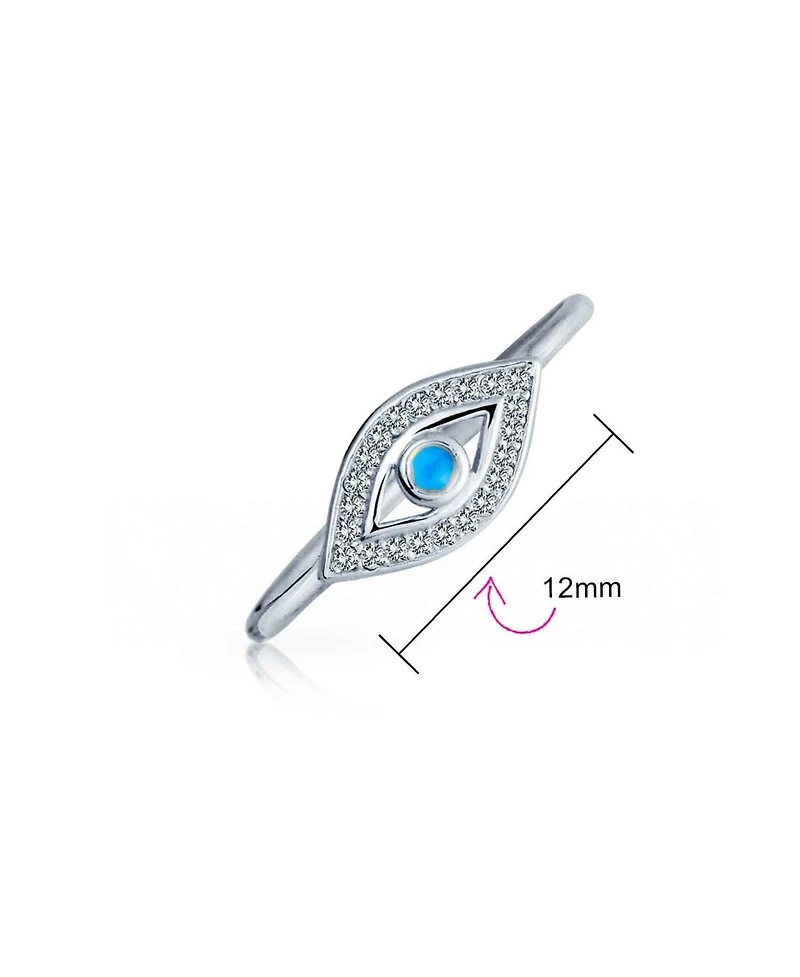 Bling Jewelry Minimalist Midi Knuckle 1MM Band Stackable Delicate Cz Halo Evil Eye Ring Sterling Silver