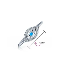 Bling Jewelry Minimalist Midi Knuckle 1MM Band Stackable Delicate Cz Halo Evil Eye Ring Sterling Silver
