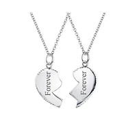 Bling Jewelry 2 Pcs Bff Best Friend Sisters Heart Puzzle Pendant Necklace Sterling Silver