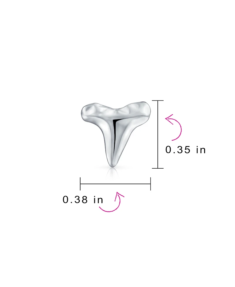 Bling Jewelry Small Tiny Ocean Nautical Animal Hawaiian Shark Tooth Stud Earrings Texture Sterling Silver Vacation Jewelry